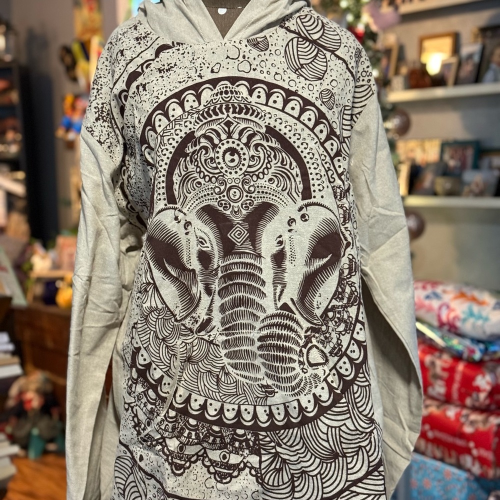 Boho tunic XL Elephant Print - Brown and Cream New NWT Yak & Yeti
